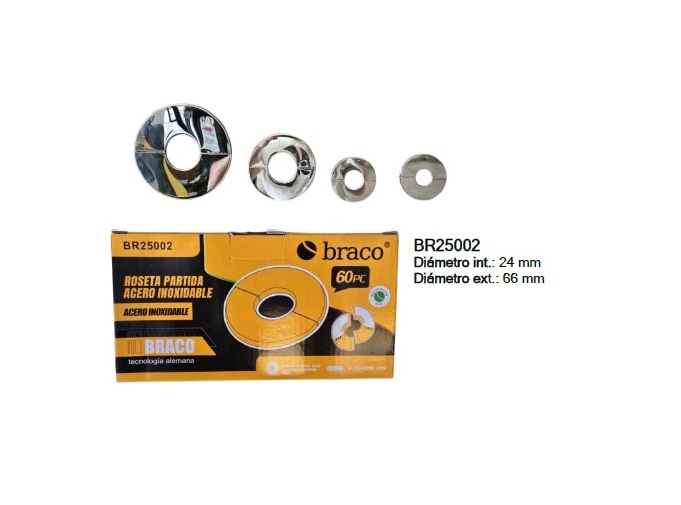 ROSETA PARTIDA AC INOX 24mm INT/ 66mm EXT*