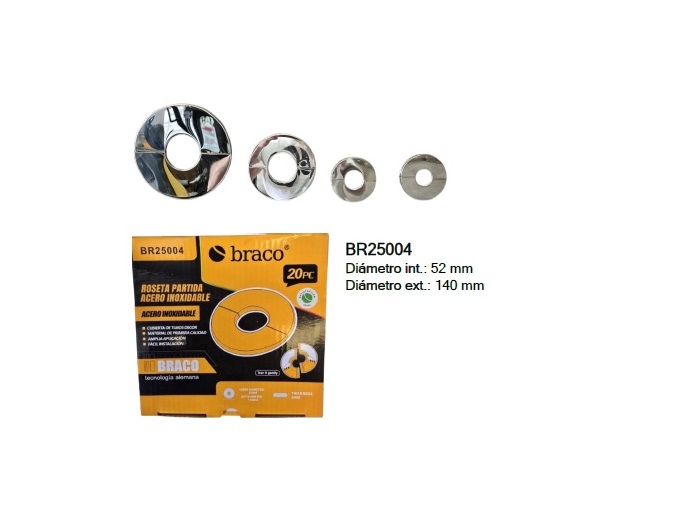 ROSETA PARTIDA AC INOX 52mm INT/140mm EXT*