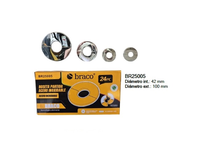 ROSETA PARTIDA AC INOX 42mm INT/100mm EXT*