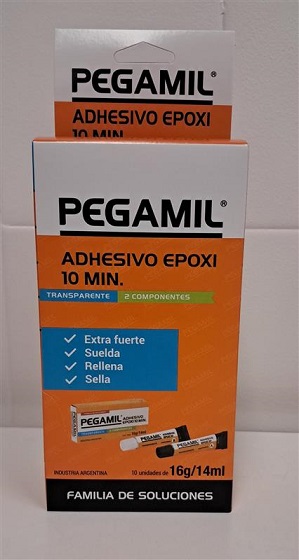 PEGAMIL EPOXI 10 min TRANSPARENTE 14ml estuche (cajita x 10)