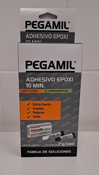 PEGAMIL EPOXI 10 min GRIS 14ml estuche (cajita x 10)